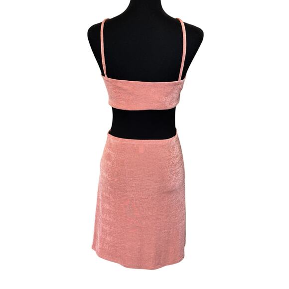 New ~ TOPSHOP , NORDSTROM ~ Minky Pink Halter Cut Out Slinky Mini Dress Size 12 - Picture 4 of 9